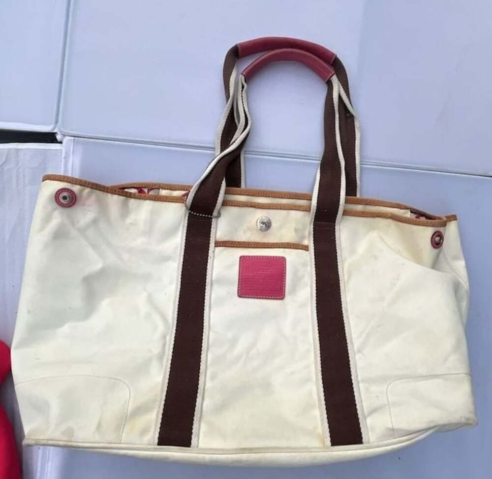 Coach Hamptons Reversible Signature Tote Bag Ivory Pink Y2K b1